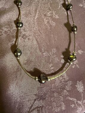 Sterling, silver and freshwater pearl gray necklace